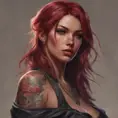 Matte portrait of Katarina with tattoos, 8k, Highly Detailed, Powerful, Alluring, Artstation, Magical, Digital Painting, Photo Realistic, Sharp Focus, Volumetric Lighting, Concept Art by Stanley Artgerm Lau, Alphonse Mucha, Greg Rutkowski