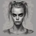 Matte portrait of Cara Delevingne with tattoos, 8k, Highly Detailed, Powerful, Alluring, Artstation, Magical, Digital Painting, Photo Realistic, Sharp Focus, Volumetric Lighting, Concept Art by Stanley Artgerm Lau, Alphonse Mucha, Greg Rutkowski