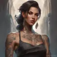 Matte portrait of A2 with tattoos, 8k, Highly Detailed, Powerful, Alluring, Artstation, Magical, Digital Painting, Photo Realistic, Sharp Focus, Volumetric Lighting, Concept Art by Stanley Artgerm Lau, Alphonse Mucha, Greg Rutkowski