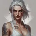 Matte portrait of Ciri with tattoos, 8k, Highly Detailed, Alluring, Artstation, Bokeh effect, Sharp Focus, Volumetric Lighting, Concept Art by Stanley Artgerm Lau, Greg Rutkowski