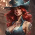 Matte portrait of Miss Fortune with tattoos, 8k, Highly Detailed, Alluring, Artstation, Magical, Digital Painting, Volumetric Lighting, Concept Art by Stanley Artgerm Lau, Alphonse Mucha, Greg Rutkowski