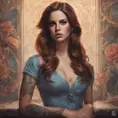 Matte portrait of Lana Del Rey with tattoos, 8k, Highly Detailed, Powerful, Alluring, Artstation, Magical, Digital Painting, Photo Realistic, Sharp Focus, Volumetric Lighting, Concept Art by Stanley Artgerm Lau, Alphonse Mucha, Greg Rutkowski