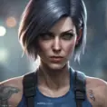 Matte portrait of Jill Valentine with tattoos, 8k, Highly Detailed, Alluring, Artstation, Bokeh effect, Sharp Focus, Volumetric Lighting, Concept Art by Stanley Artgerm Lau, Greg Rutkowski