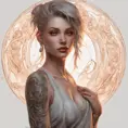 Matte portrait of Lyx with tattoos, 8k, Highly Detailed, Powerful, Alluring, Artstation, Magical, Digital Painting, Photo Realistic, Sharp Focus, Volumetric Lighting, Concept Art by Stanley Artgerm Lau, Alphonse Mucha, Greg Rutkowski