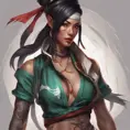 Matte portrait of Akali from League of Legends with tattoos, 8k, Highly Detailed, Powerful, Alluring, Artstation, Magical, Digital Painting, Photo Realistic, Sharp Focus, Volumetric Lighting, Concept Art by Stanley Artgerm Lau, Alphonse Mucha, Greg Rutkowski