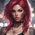 Matte portrait of Katarina with tattoos, 8k, Highly Detailed, Alluring, Artstation, Bokeh effect, Sharp Focus, Volumetric Lighting, Concept Art by Stanley Artgerm Lau, Greg Rutkowski