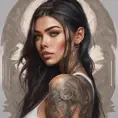 Matte portrait of Madison Beer with tattoos, 8k, Highly Detailed, Powerful, Alluring, Artstation, Magical, Digital Painting, Photo Realistic, Sharp Focus, Volumetric Lighting, Concept Art by Stanley Artgerm Lau, Alphonse Mucha, Greg Rutkowski