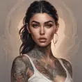 Matte portrait of Madison Beer with tattoos, 8k, Highly Detailed, Powerful, Alluring, Artstation, Magical, Digital Painting, Photo Realistic, Sharp Focus, Volumetric Lighting, Concept Art by Stanley Artgerm Lau, Alphonse Mucha, Greg Rutkowski