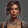 Matte portrait of Zoe Saldaña with tattoos, 8k, Highly Detailed, Powerful, Alluring, Artstation, Magical, Digital Painting, Photo Realistic, Sharp Focus, Volumetric Lighting, Concept Art by Stanley Artgerm Lau, Alphonse Mucha, Greg Rutkowski