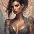 Matte portrait of Emily Ratajkowski with tattoos, 8k, Highly Detailed, Powerful, Alluring, Artstation, Magical, Digital Painting, Photo Realistic, Sharp Focus, Volumetric Lighting, Concept Art by Stanley Artgerm Lau, Alphonse Mucha, Greg Rutkowski