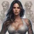 Matte portrait of Eiza González with tattoos, 8k, Highly Detailed, Powerful, Alluring, Artstation, Magical, Digital Painting, Photo Realistic, Sharp Focus, Volumetric Lighting, Concept Art by Stanley Artgerm Lau, Alphonse Mucha, Greg Rutkowski