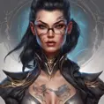 Matte portrait of Vayne with tattoos, 8k, Highly Detailed, Alluring, Artstation, Magical, Digital Painting, Volumetric Lighting, Concept Art by Stanley Artgerm Lau, Alphonse Mucha, Greg Rutkowski