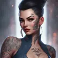 Matte portrait of Vayne with tattoos, 8k, Highly Detailed, Alluring, Artstation, Bokeh effect, Sharp Focus, Volumetric Lighting, Concept Art by Stanley Artgerm Lau, Greg Rutkowski