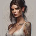 Matte portrait of Emily Ratajkowski with tattoos, 8k, Highly Detailed, Powerful, Alluring, Artstation, Magical, Digital Painting, Photo Realistic, Sharp Focus, Volumetric Lighting, Concept Art by Stanley Artgerm Lau, Alphonse Mucha, Greg Rutkowski