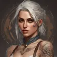 Matte portrait of Ciri with tattoos, 8k, Highly Detailed, Powerful, Alluring, Artstation, Magical, Digital Painting, Photo Realistic, Sharp Focus, Volumetric Lighting, Concept Art by Stanley Artgerm Lau, Alphonse Mucha, Greg Rutkowski