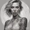 Matte portrait of Scarlett Johansson with tattoos, 8k, Highly Detailed, Powerful, Alluring, Artstation, Magical, Digital Painting, Photo Realistic, Sharp Focus, Volumetric Lighting, Concept Art by Stanley Artgerm Lau, Alphonse Mucha, Greg Rutkowski