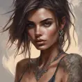 Matte portrait of Emily Ratajkowski with tattoos, 8k, Highly Detailed, Powerful, Alluring, Artstation, Magical, Digital Painting, Photo Realistic, Sharp Focus, Volumetric Lighting, Concept Art by Stanley Artgerm Lau, Alphonse Mucha, Greg Rutkowski