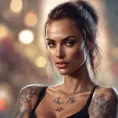 Matte portrait of Irina Shayk with tattoos, 8k, Highly Detailed, Alluring, Artstation, Bokeh effect, Sharp Focus, Volumetric Lighting, Concept Art by Stanley Artgerm Lau, Greg Rutkowski