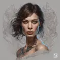 Matte portrait of Olga Kurylenko with tattoos, 8k, Highly Detailed, Powerful, Alluring, Artstation, Magical, Digital Painting, Photo Realistic, Sharp Focus, Volumetric Lighting, Concept Art by Stanley Artgerm Lau, Alphonse Mucha, Greg Rutkowski