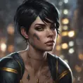 Matte portrait of Cassandra Cain with tattoos, 8k, Highly Detailed, Alluring, Artstation, Bokeh effect, Sharp Focus, Volumetric Lighting, Concept Art by Stanley Artgerm Lau, Greg Rutkowski