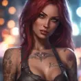 Matte portrait of Katarina with tattoos, 8k, Highly Detailed, Alluring, Artstation, Bokeh effect, Sharp Focus, Volumetric Lighting, Concept Art by Stanley Artgerm Lau, Greg Rutkowski