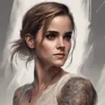 Matte portrait of Emma Watson with tattoos, 8k, Highly Detailed, Powerful, Alluring, Artstation, Magical, Digital Painting, Photo Realistic, Sharp Focus, Volumetric Lighting, Concept Art by Stanley Artgerm Lau, Alphonse Mucha, Greg Rutkowski