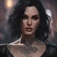 Matte portrait of Yennefer with tattoos, 8k, Highly Detailed, Alluring, Artstation, Bokeh effect, Sharp Focus, Volumetric Lighting, Concept Art by Stanley Artgerm Lau, Greg Rutkowski