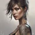 Matte portrait of Olga Kurylenko with tattoos, 8k, Highly Detailed, Powerful, Alluring, Artstation, Magical, Digital Painting, Photo Realistic, Sharp Focus, Volumetric Lighting, Concept Art by Stanley Artgerm Lau, Alphonse Mucha, Greg Rutkowski