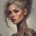 Matte portrait of Lyx with tattoos, 8k, Highly Detailed, Powerful, Alluring, Artstation, Magical, Digital Painting, Photo Realistic, Sharp Focus, Volumetric Lighting, Concept Art by Stanley Artgerm Lau, Alphonse Mucha, Greg Rutkowski