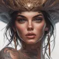 Matte portrait of Kendall Jenner with tattoos, 8k, Highly Detailed, Powerful, Alluring, Artstation, Magical, Digital Painting, Photo Realistic, Sharp Focus, Volumetric Lighting, Concept Art by Stanley Artgerm Lau, Alphonse Mucha, Greg Rutkowski