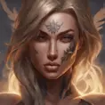 Matte portrait of Kayle with tattoos, 8k, Highly Detailed, Alluring, Artstation, Bokeh effect, Sharp Focus, Volumetric Lighting, Concept Art by Stanley Artgerm Lau, Greg Rutkowski