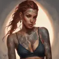 Matte portrait of Samira with tattoos, 8k, Highly Detailed, Powerful, Alluring, Artstation, Magical, Digital Painting, Photo Realistic, Sharp Focus, Volumetric Lighting, Concept Art by Stanley Artgerm Lau, Alphonse Mucha, Greg Rutkowski