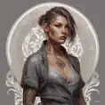 Matte portrait of A2 with tattoos, 8k, Highly Detailed, Powerful, Alluring, Artstation, Magical, Digital Painting, Photo Realistic, Sharp Focus, Volumetric Lighting, Concept Art by Stanley Artgerm Lau, Alphonse Mucha, Greg Rutkowski