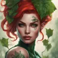 Matte portrait of Poison Ivy with tattoos, 8k, Highly Detailed, Alluring, Artstation, Bokeh effect, Sharp Focus, Volumetric Lighting, Concept Art by Stanley Artgerm Lau, Greg Rutkowski