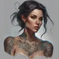 Matte portrait of Vex with tattoos, 8k, Highly Detailed, Powerful, Alluring, Artstation, Magical, Digital Painting, Photo Realistic, Sharp Focus, Volumetric Lighting, Concept Art by Stanley Artgerm Lau, Alphonse Mucha, Greg Rutkowski