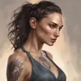 Matte portrait of Gal Gadot with tattoos, 8k, Highly Detailed, Powerful, Alluring, Artstation, Magical, Digital Painting, Photo Realistic, Sharp Focus, Volumetric Lighting, Concept Art by Stanley Artgerm Lau, Alphonse Mucha, Greg Rutkowski