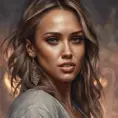 Matte portrait of Jessica Alba with tattoos, 8k, Highly Detailed, Powerful, Alluring, Artstation, Magical, Digital Painting, Photo Realistic, Sharp Focus, Volumetric Lighting, Concept Art by Stanley Artgerm Lau, Alphonse Mucha, Greg Rutkowski