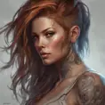 Matte portrait of Sarah Kerrigan with tattoos, 8k, Highly Detailed, Powerful, Alluring, Artstation, Magical, Digital Painting, Photo Realistic, Sharp Focus, Volumetric Lighting, Concept Art by Stanley Artgerm Lau, Alphonse Mucha, Greg Rutkowski