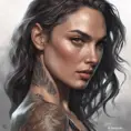 Matte portrait of Gal Gadot with tattoos, 8k, Highly Detailed, Powerful, Alluring, Artstation, Magical, Digital Painting, Photo Realistic, Sharp Focus, Volumetric Lighting, Concept Art by Stanley Artgerm Lau, Alphonse Mucha, Greg Rutkowski