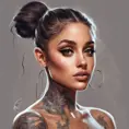 Matte portrait of Ariana Grande with tattoos, 8k, Highly Detailed, Powerful, Alluring, Artstation, Magical, Digital Painting, Photo Realistic, Sharp Focus, Volumetric Lighting, Concept Art by Stanley Artgerm Lau, Alphonse Mucha, Greg Rutkowski