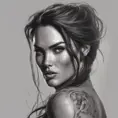 Matte portrait of Megan Fox with tattoos, 8k, Highly Detailed, Powerful, Alluring, Artstation, Magical, Digital Painting, Photo Realistic, Sharp Focus, Volumetric Lighting, Concept Art by Stanley Artgerm Lau, Alphonse Mucha, Greg Rutkowski