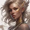 Matte portrait of Kayle with tattoos, 8k, Highly Detailed, Powerful, Alluring, Artstation, Magical, Digital Painting, Photo Realistic, Sharp Focus, Volumetric Lighting, Concept Art by Stanley Artgerm Lau, Alphonse Mucha, Greg Rutkowski