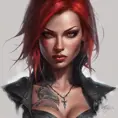 Matte portrait of BloodRayne  with tattoos, 8k, Highly Detailed, Powerful, Alluring, Artstation, Magical, Digital Painting, Photo Realistic, Sharp Focus, Volumetric Lighting, Concept Art by Stanley Artgerm Lau, Alphonse Mucha, Greg Rutkowski