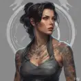 Matte portrait of Vex with tattoos, 8k, Highly Detailed, Powerful, Alluring, Artstation, Magical, Digital Painting, Photo Realistic, Sharp Focus, Volumetric Lighting, Concept Art by Stanley Artgerm Lau, Alphonse Mucha, Greg Rutkowski