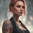 Matte portrait of Lyx with tattoos, 8k, Highly Detailed, Alluring, Artstation, Bokeh effect, Sharp Focus, Volumetric Lighting, Concept Art by Stanley Artgerm Lau, Greg Rutkowski