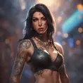 Matte portrait of Sivir with tattoos, 8k, Highly Detailed, Alluring, Artstation, Bokeh effect, Sharp Focus, Volumetric Lighting, Concept Art by Stanley Artgerm Lau, Greg Rutkowski