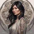 Matte portrait of Gemma Chan with tattoos, 8k, Highly Detailed, Powerful, Alluring, Artstation, Magical, Digital Painting, Photo Realistic, Sharp Focus, Volumetric Lighting, Concept Art by Stanley Artgerm Lau, Alphonse Mucha, Greg Rutkowski