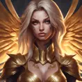 Matte portrait of Kayle from League of Legends with tattoos, 8k, Highly Detailed, Powerful, Alluring, Artstation, Magical, Digital Painting, Photo Realistic, Sharp Focus, Volumetric Lighting, Concept Art by Stanley Artgerm Lau, Greg Rutkowski