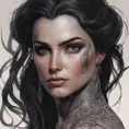 Matte portrait of Yennefer with tattoos, 8k, Highly Detailed, Powerful, Alluring, Artstation, Magical, Digital Painting, Photo Realistic, Sharp Focus, Volumetric Lighting, Concept Art by Stanley Artgerm Lau, Alphonse Mucha, Greg Rutkowski