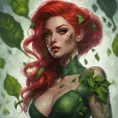 Matte portrait of Poison Ivy with tattoos, 8k, Highly Detailed, Alluring, Artstation, Bokeh effect, Sharp Focus, Volumetric Lighting, Concept Art by Stanley Artgerm Lau, Greg Rutkowski